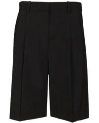 KHAITE - Belt-Loop Shorts With Buttoned Closure, 100% Virgin Wool - Lyst
