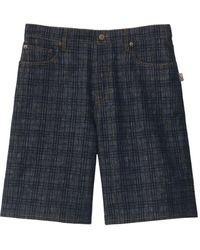 Burberry - Check Denim Shorts - Lyst