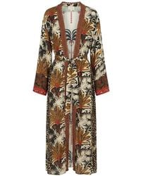 Anjuna - Kimono De Plage À Imprimé Palmier Et Empiècements Léopard - Lyst