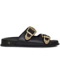 Anine Bing - Buckled Leather Slides - Lyst