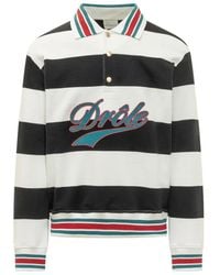 Drole de Monsieur - Drôle Embroidered Striped Polo Shirt - Lyst