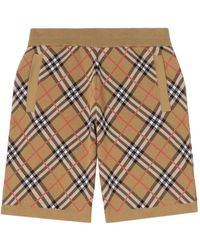 Burberry - Check Cotton Blend Shorts - Lyst