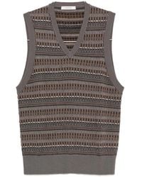 Lemaire - V-Neck Jacquard-Knit Vest - Lyst