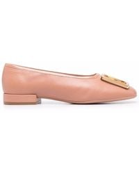 Ferragamo - Ferragamo Embossed-Logo Plaque Ballerina Shoes - Lyst