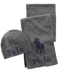 Polo Ralph Lauren - Jacquard Knitted Scarf And Beanie Hat Set - Lyst