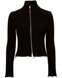 MM6 by Maison Margiela - Ribbed Cotton Zip-Up Cardigan - Lyst