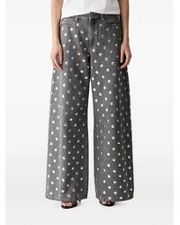 KARL LAGERFELD - Stud-Embellished Wide-Leg Jeans - Lyst