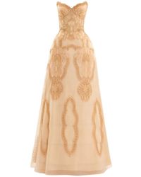 Gemy Maalouf - Strapless Embroidered Maxi Dress - Lyst