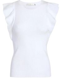 Marie Oliver - Rory Ruffled Ribbed-Knit Top - Lyst