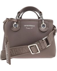 Emporio Armani - Small Logo-Plaque Top-Handle Tote Bag - Lyst