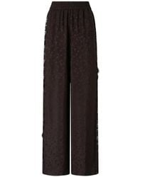 Pinko - Palazzo Trousers With Floral Motif And Lace Trim - Lyst