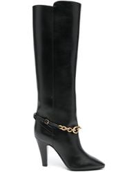 Saint Laurent - Le Maillon Chain Leather Knee Boots - Lyst