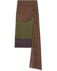 Dries Van Noten - Draped Silk-Satin Midi Skirt - Lyst