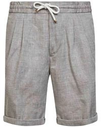 Brunello Cucinelli - Chevron-pattern Pleated Shorts - Lyst
