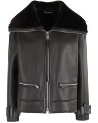 レザージャケット・コート DONDUP FW24 Loose shearling jacket (DJ648PL0516DXXX 430) Dondup Leather Jackets in Black | Lyst
