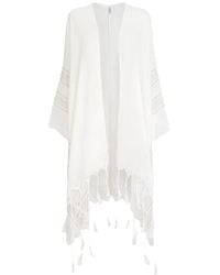 Brunello Cucinelli - Poncho En Lin Avec Broderie Anglaise - Lyst