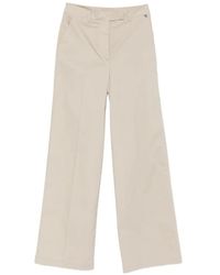 Liu Jo - Cotton Buttoned Wide-Leg Pants - Lyst