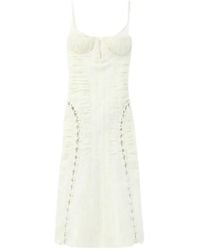 McQueen - Robe Mi-Longue Froncée À Lacet - Lyst