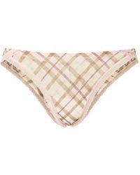 Twinset - Charmeuse Brazilian Brief With Check Print - Lyst
