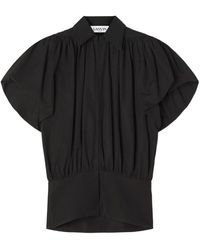 Lanvin - Puffed-sleeve Zip-front Top - Lyst