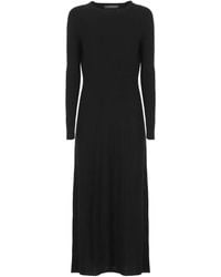 D.exterior - Midi-Jurk Met Ronde Hals En Lange Mouwen - Lyst