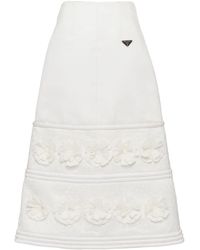 Prada - Embroidered A-line Midi Skirt - Lyst