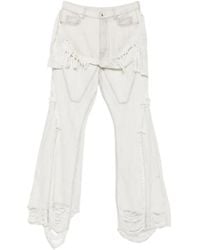 Rick Owens - Fringed Distressed Button-Fastening Jeans - Lyst