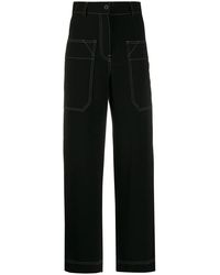 Alberto Biani - Contrast Stitching Straight-Leg Trousers - Lyst