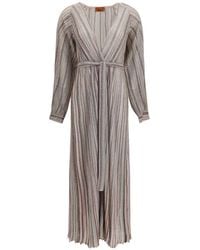 Missoni - Cardigan Long Côtelé Avec Ceinture Et Sequins - Lyst