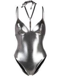 Moschino - Logo Plaque Neck-strap Swimsuit - Lyst