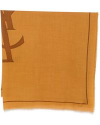 Saint Laurent - Logo-Print Frayed Scarf - Lyst