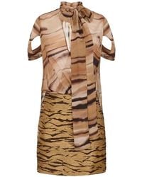 Elisabetta Franchi - Bi Material Mini Dress - Lyst