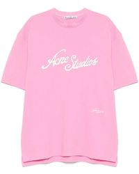 Acne Studios - T-Shirt Con Logo Ricamato - Lyst