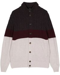 Cruciani - Colour-Block Cable-Knit Cardigan - Lyst
