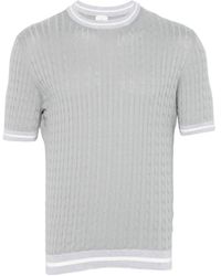 Eleventy - Kabelgebreide Top Met Ronde Hals - Lyst