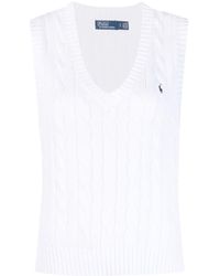 Polo Ralph Lauren - Logo-embroidered Cotton-knit Vest Top - Lyst
