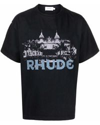 Rhude T-shirt Met Print - Zwart