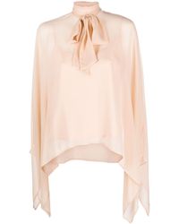 P.A.R.O.S.H. - Pussy Bow-Collar Silk Blouse - Lyst