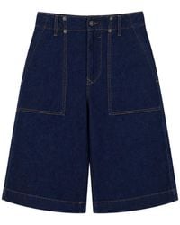 Versace Jeans Couture - Contrast-Stitch Denim Shorts - Lyst