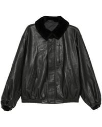Ssstein - Mouton-Collar Leather Zip Jacket - Lyst
