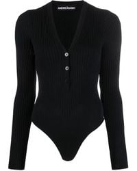 ANDREADAMO - Long-Sleeve Ribbed-Knit Bodysuit - Lyst