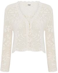Chloé - Pointelle-Knit Cropped Cardigan - Lyst