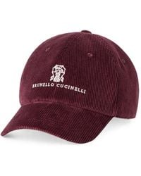 Brunello Cucinelli - Comfort Cotton And Cashmere Corduroy Baseball Cap With Embroidered Logo - Lyst