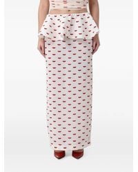 Fiorucci - Lips-Print Peplum Maxi Skirt - Lyst
