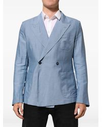 Dolce & Gabbana - Light Blue Linen Double Breasted Men Jacket Blazer - Lyst