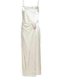 Nanushka - Satijnen Midi-Jurk Met Ruches - Lyst