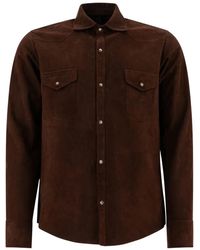 Tagliatore - フラップポケット スエードシャツ - Lyst