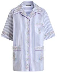 Dolce & Gabbana - Cotton Shirt With Flower Embroidery - Lyst