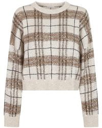 Brunello Cucinelli - Sequin-Embellished Checked Sweater - Lyst