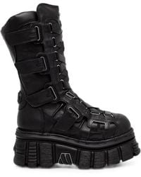 New Rock - Buckle-Strap Platform Boots - Lyst